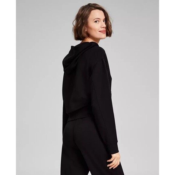 And Now This Women's Scuba Zip-Front Hooded Sweatshirt w.Pockets Deep Black XL - Picture 3 of 6